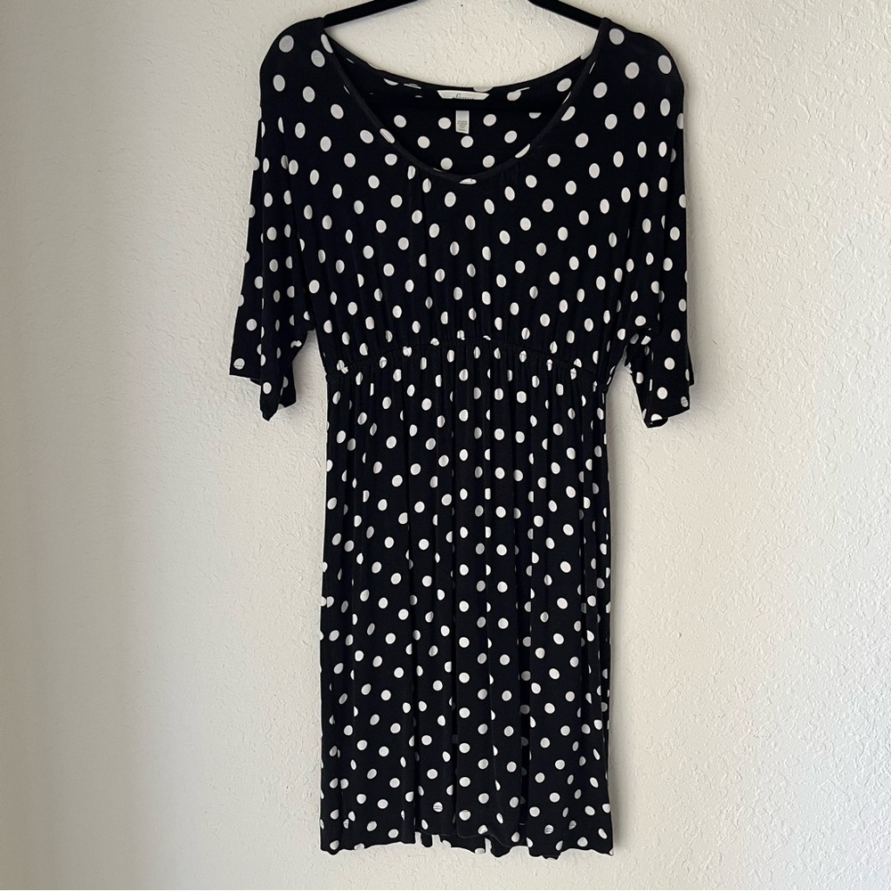 Soma Kimono Sleeve Polka Dot Midi Dress Office Career Jersey Stretch Comfy Soft